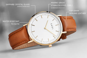 The Standard - Gold | White w/ tan leather