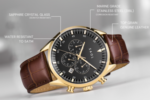 Chronograph 43 - Gold | Black w/ brown leather