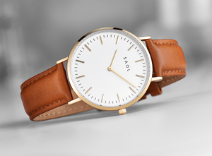 The Standard - Gold | White w/ tan leather